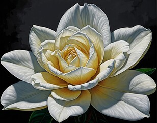 Close-up of fragrant yellow and white Gardenia flower beautiful blooming Gardenia plant illustration