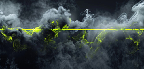 Obraz premium Neon yellow highlights bring sophistication to slate gray smoke in event designs.