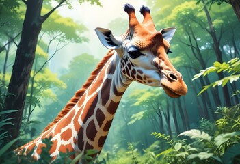 World Giraffe Day ,21 june, Giraffe in its inhabitant place sun light realistic glow add more...