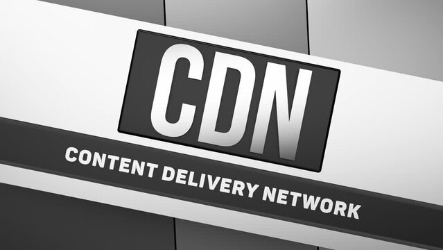 CDN content delivery network text concept metal. CDN abbreviation, animation. 3D render