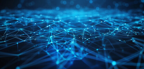 Obraz premium Abstract electric blue networks connect modern logistics nodes.