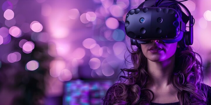 Woman conquers fears with VR therapy using guided neurointelligence programming. Concept Therapeutic VR, Overcoming Fears, Guided Neurointelligence, Virtual Reality, Mental Health