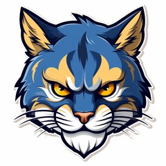 Fototapeta premium Cartoon Bobcat Face Sticker Generative AI