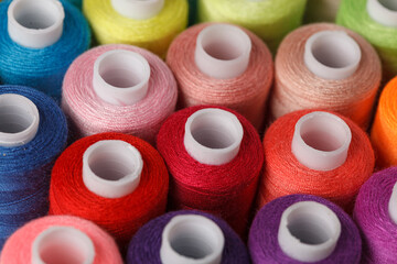 Set of colorful spools of thread