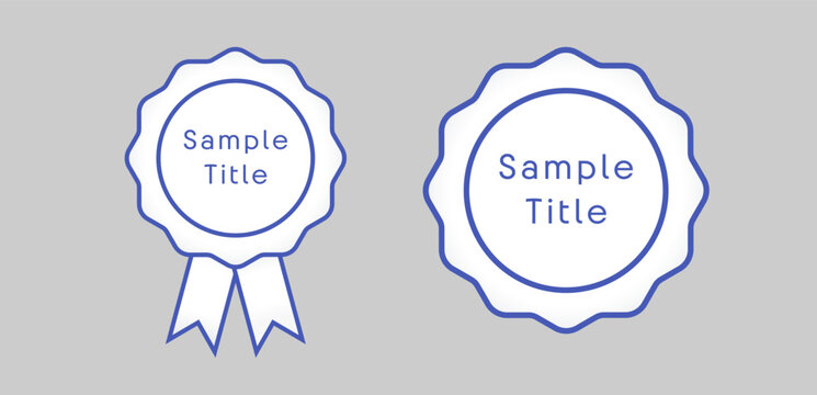 Set of rosette icons. Diploma seal design. Document element. Sample badge. Stroke scketch graphic. Certificate logo concept. Awards symbol template. Isolated symbol. Sports medal blank. Waving frame