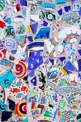 Fototapeta premium Broken glass debris background, design of street wall in Istanbul, Turkey