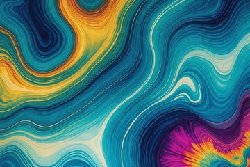 Obraz premium Water blur degrade alcohol ink texture background. Seamless liquid flow stripe effect. Distorted tie dye wash variegated fluid blend. Repeat ombre pattern for sea, ocean, nautical maritime backdrop