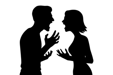Silhouette of an Angry couple. Vector illustration
