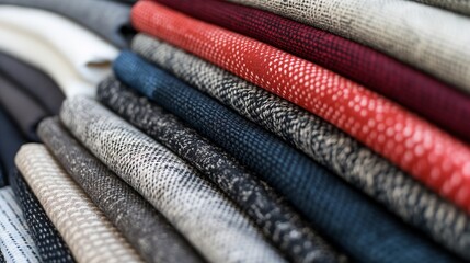 variety of fabric swatches in different colors and patterns, allowing customers to choose custom upholstery options for furniture design projects.