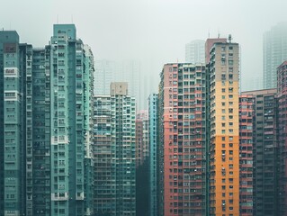 Obraz premium High-rise apartment buildings dot the skyline, providing housing for millions of residents in a city fueled by a robust economy.