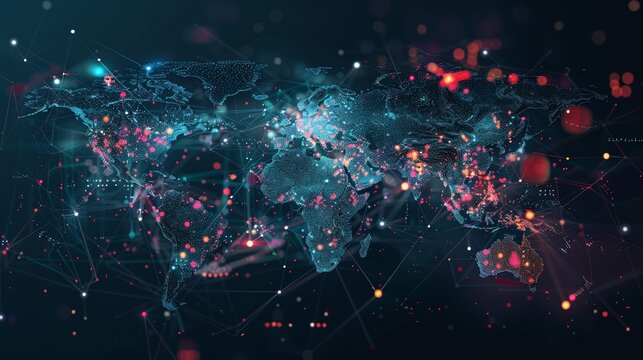 A digital painting portraying a diverse group of people interacting with ordinary apps in different locations, showcasing the global reach and impact of digital technology