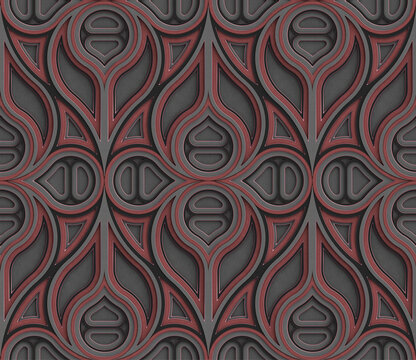 3D Wallpaper Gothic architecture stained glass gray, black and mint color decor on the edges .High quality seamless realistic texture