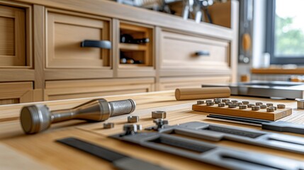 custom-built kitchen cabinet being assembled, with options for choosing cabinet finishes, hardware, and storage configurations to create a tailored solution for each homeowner.