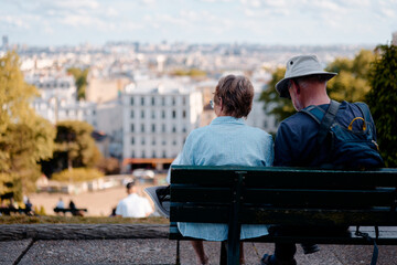 Couple of tourist enjoying the view of Paris, France