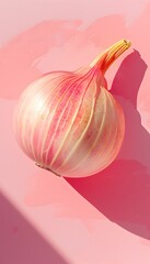 Closeup of a Vibrant Pink Onion Bulb with Delicate Patterns and Textures Highlighting Its Culinary Versatility
