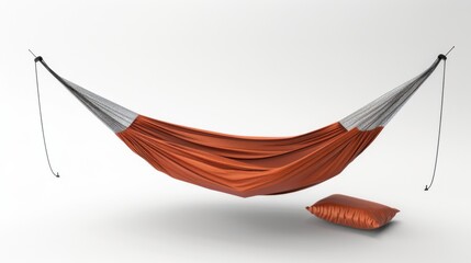 ultralight hammock, packed and also set up, isolated on a white background.