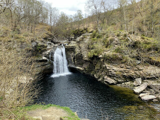 A view of the Waterfall at the Falls of Falloch in Scotland