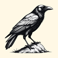 Raven Crow Illustration Halloween Raven Illustration