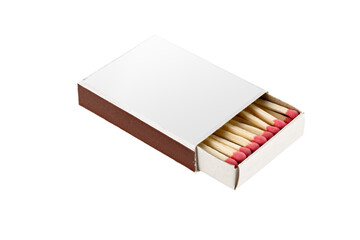 Box of matches isolated on white background. Full depth of field. Close-up