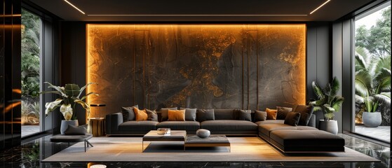 Luxury interiors black and gold