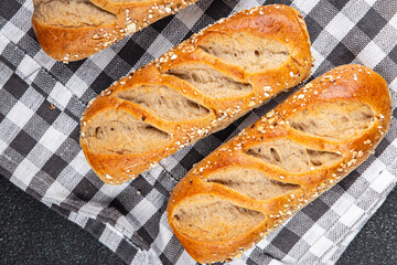 milk bun wholegrain bun fresh baked goods appetizer meal food snack on the table copy space food...