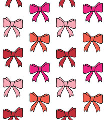 Vector seamless pattern of hand drawn doodle sketch different color bow tie isolated on white background