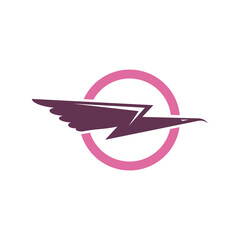 purple electric bird logo design