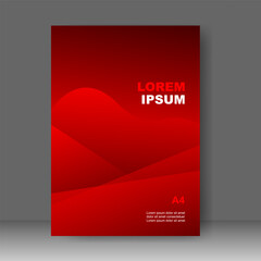 Fototapeta premium Book cover red shape modern design. Annual report. Brochure template, catalog. Simple Flyer promotion. magazine. Vector illustration