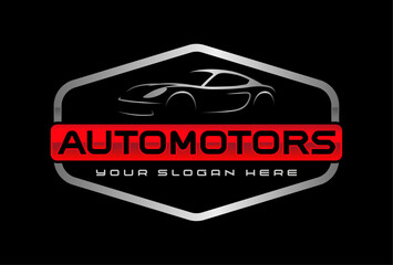 Automotive vector logo isolated template. Car Logo emblem. Vector illustration set of logo on Sports car theme. Car Garage silhouette isolated