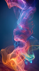 Colorful smoke swirls and blends on black background