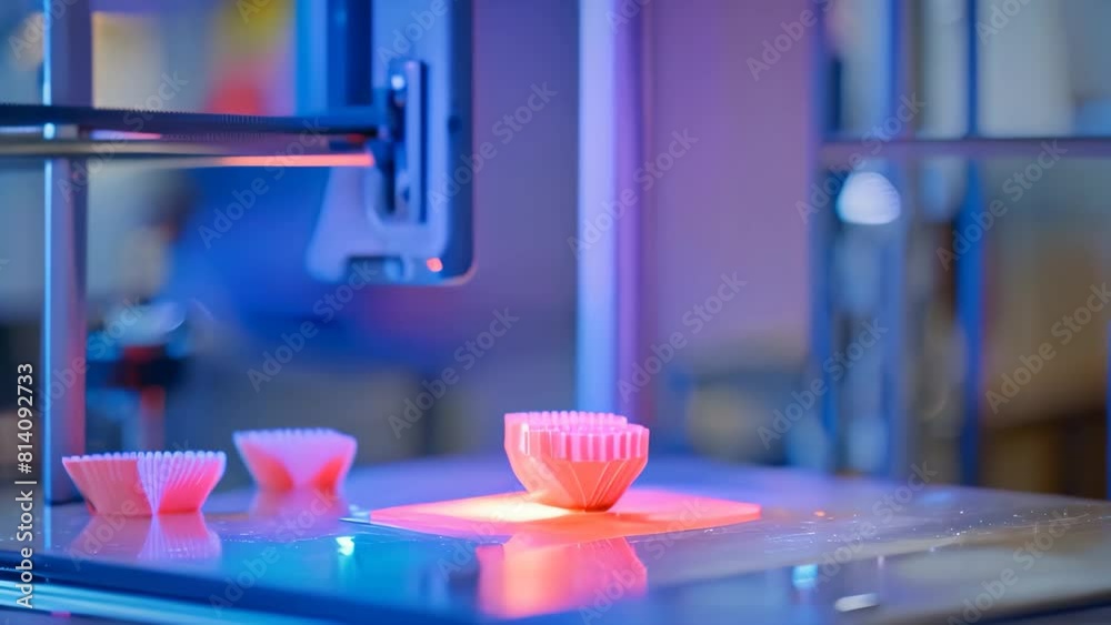 Poster advanced 3d printer fabricating custom implants in a high-tech factory setting, a 3d printer creatin