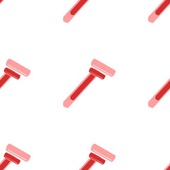 Seamless pattern of large isolated red mens razor symbols. The elements are evenly spaced. Illustration on light red background