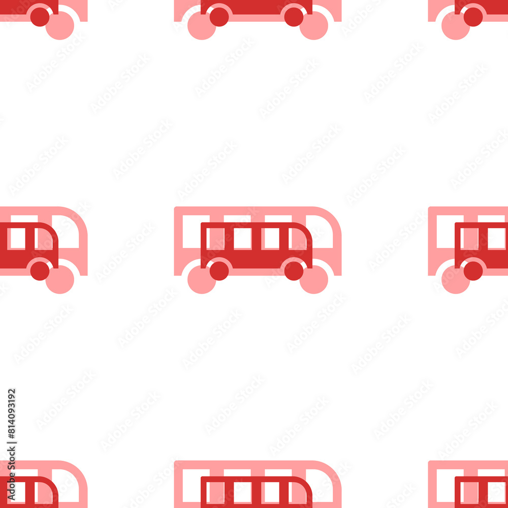 Poster seamless pattern of large isolated red bus symbols. the elements are evenly spaced. illustration on 