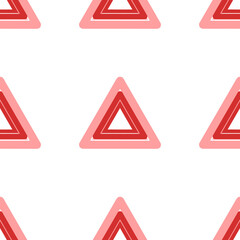 Seamless pattern of large isolated red emergency stop signs. The elements are evenly spaced. Illustration on light red background