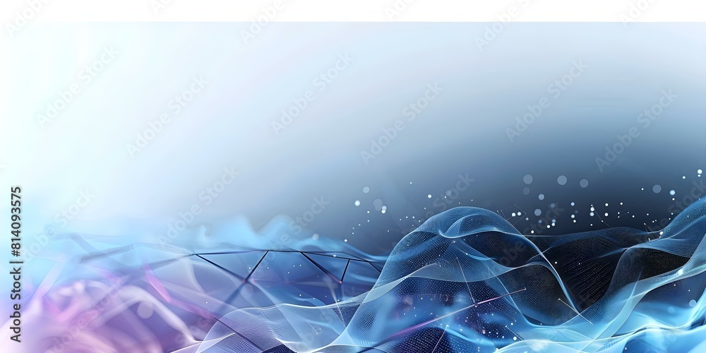 Poster futuristic digital geometric structure with polygonal shapes and particle grid technology background