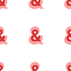 Seamless pattern of large isolated red ampersand symbols. The elements are evenly spaced. Illustration on light red background