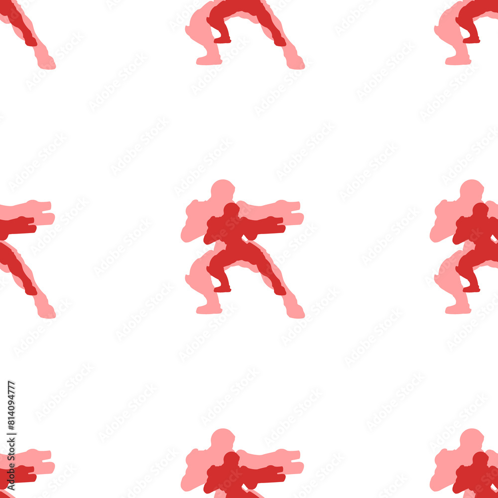 Poster seamless pattern of large isolated red combat robots. the elements are evenly spaced. illustration o