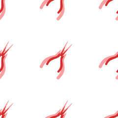 Seamless pattern of large isolated red round pliers symbols. The elements are evenly spaced. Illustration on light red background