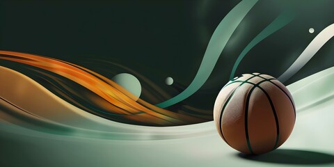 Dynamic sports tournament banner featuring a basketball-themed dark background and ample space for text. Concept Basketball Tournament, Dark Background, Ample Text Space, Dynamic Design, Sports Event