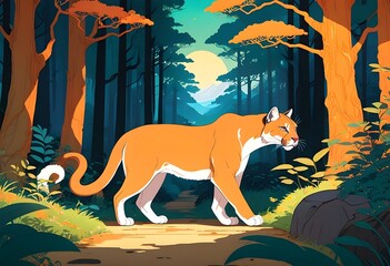 National Cougar Day,Cougar in its inhabitant place sun light realistic glow 
