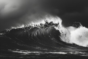 majestic ocean waves crashing in dramatic black and white tones abstract photo