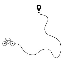 Bike mileage with start point. Bicycle and route. Travel route symbol. Vector ilustration