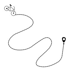 Bike mileage with start point. Bicycle and route. Travel route symbol. Vector ilustration