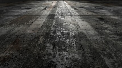 Dark grunge textured concrete floor with light reflection