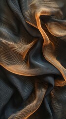 Elegant black fabric with golden lines