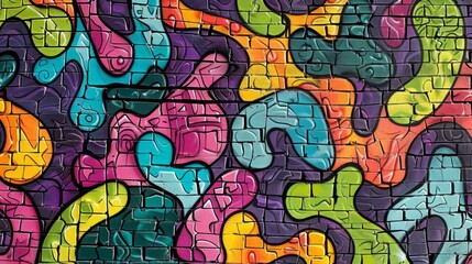 Colorful abstract graffiti on wall