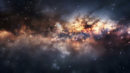 Amazing view of the Milky Way galaxy, showing stars, dust and gas.