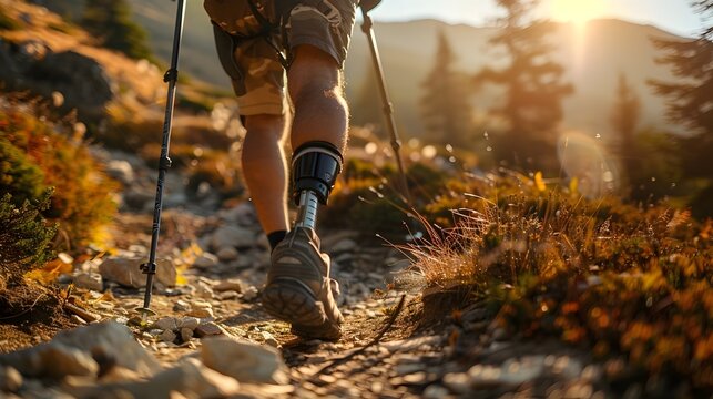 Adventurous Hike on Mountain Trail with Prosthetic Leg Overcoming Challenges