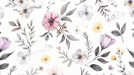 Elegant Floral Pattern with Soft Pastel Colors