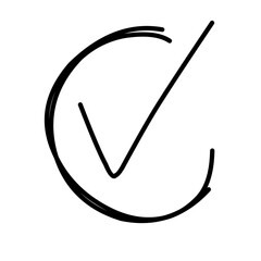 Hand drawn checkmark illustration. Vector illustration